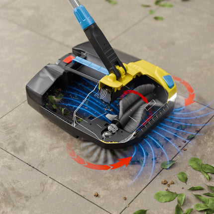 GLORIA EasySweep 18V saugt Schmutz auf der Terrasse ein und funktioniert wie ein Outdoor-Staubsauger